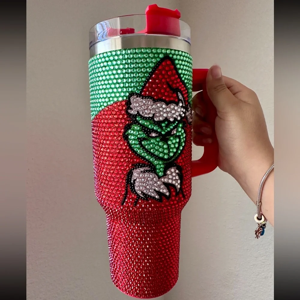 Grinchmas Rhinestone Christmas Tumbler 40oz 🎄 - Picture 2 of 4
